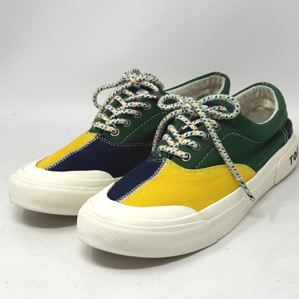 Tommy Hilfiger Colorblock Canvas Sneakers Green Yellow Navy TMTHFLAG-Z Mens 7